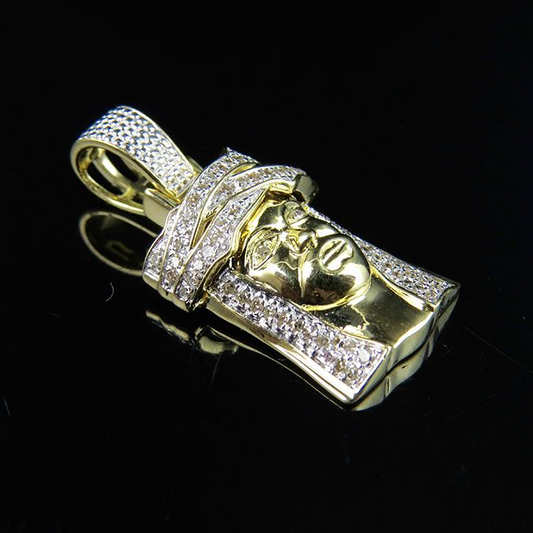 Jesus Face Custom Yellow Gold lab Grown Diamond Pendant