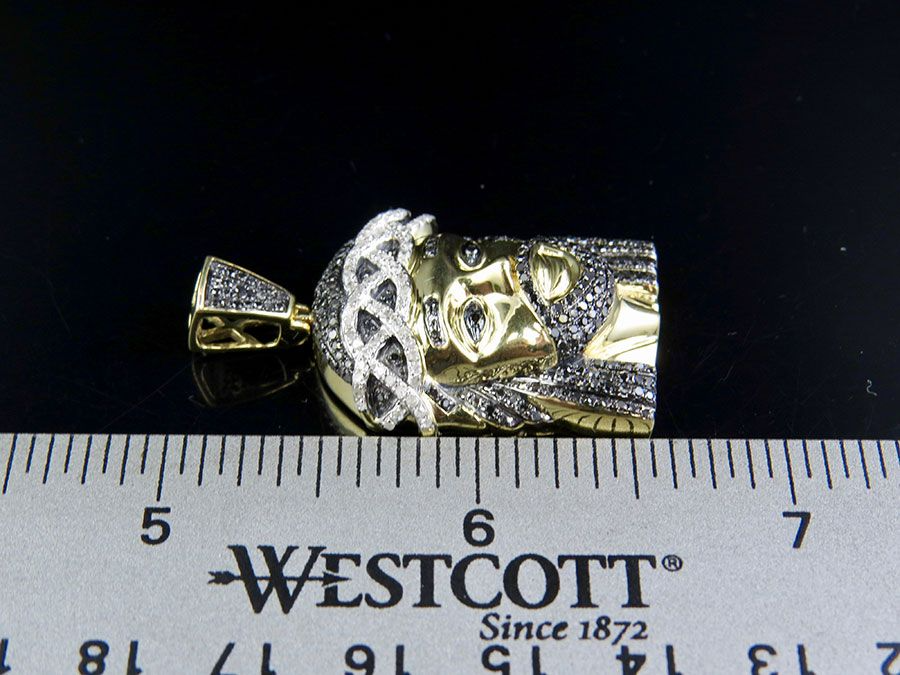 10K Gold Black Onyx Lab Grown Diamond Jesus Pendant