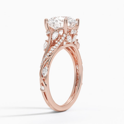 2 1/2 CT Milgrain Lab Grown Diamond Cluster Engagement Ring