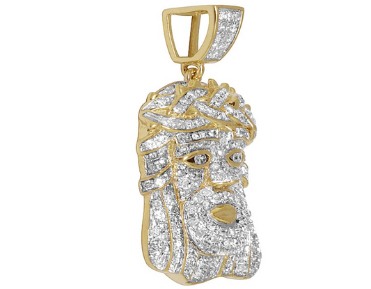 Jesus Iced Out Yellow Gold Lab Grown Diamond Pendant