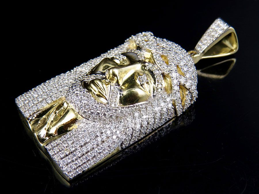 10K Yellow Gold Lab Grown Diamond Jesus Pendant