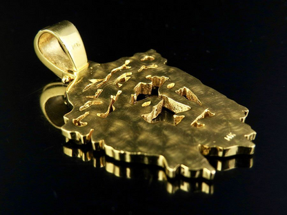 Yellow Gold Cutout Jesus Face Lab Grown Diamond Pendant