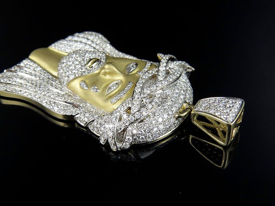 Jesus Matte Yellow Gold Lab Grown Diamond Pendant