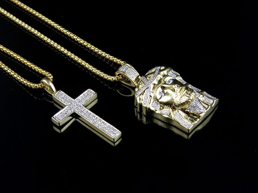 Jesus Cross Lab Grown Diamond Solid Gold Pendant