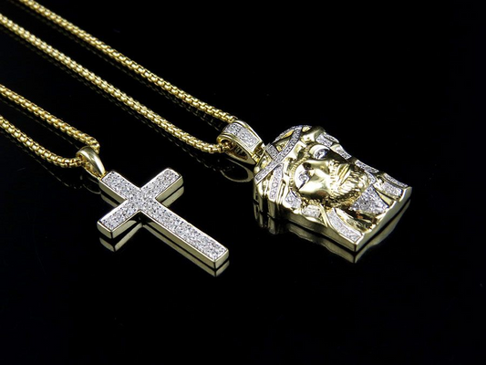 Jesus Cross Lab Grown Diamond Solid Gold Pendant