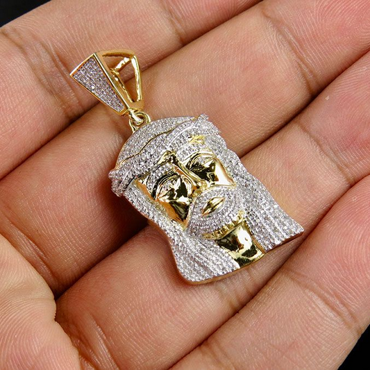 Iced Out Jesus Yellow Gold Lab Grown Diamond Pendant