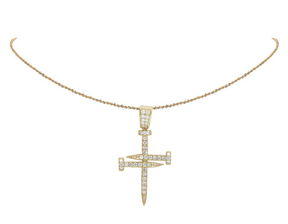 2 Inch 10K Lab Grown Diamond Nail Cross Charm Pendant