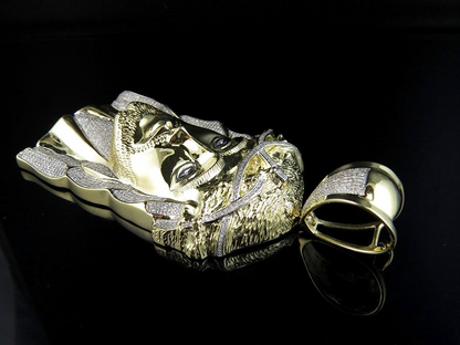 Jesus Piece Charm Pendant Yellow Gold Lab Grown Diamond