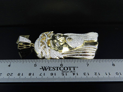 10K Gold Iced Out Jesus lab Grown Diamond Pendant