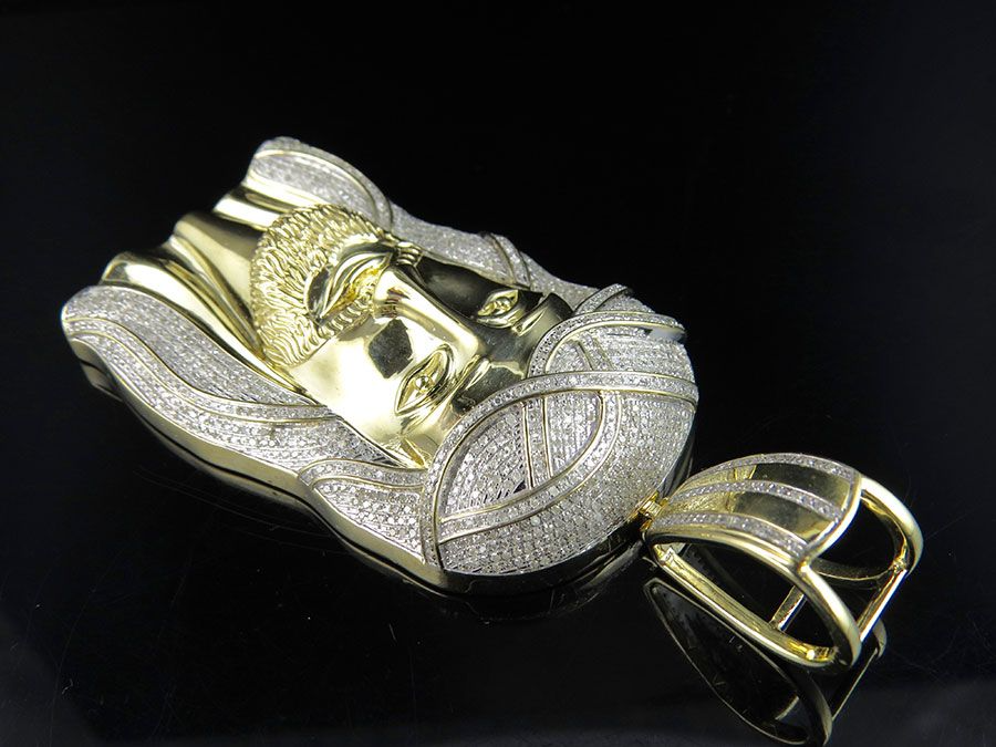 Iced Out Jesus Lab Grown Diamond Yellow Gold Pendant