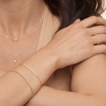 7 inch Minimalist Lab Grown Diamond Bracelet Set