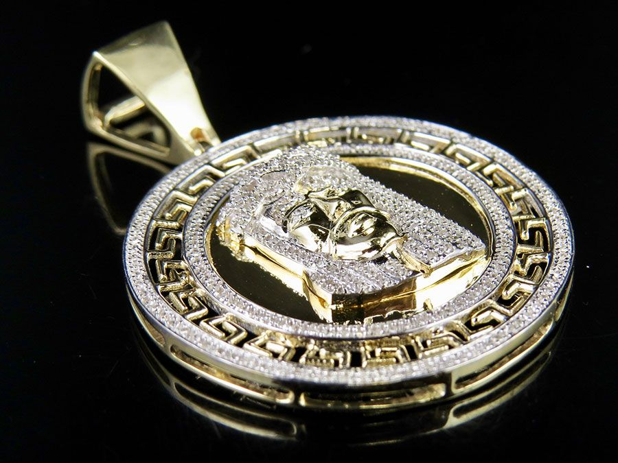 Greek Bezel Jesus Medallion Lab Grown Diamond Pendant