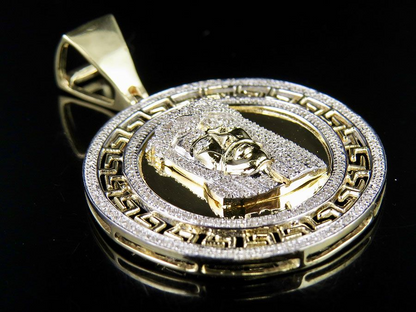 Greek Bezel Jesus Medallion Lab Grown Diamond Pendant