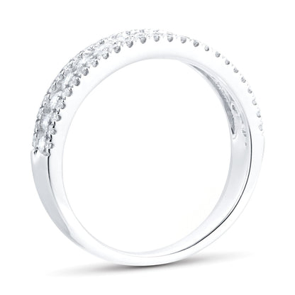 White Gold Pave Setting Lab Diamond Wedding Band