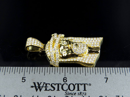 Yellow Gold Jesus Crown Lab Grown Diamond Pendant
