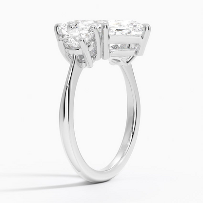 3 CT 3 Stone Lab Grown Diamond 18k Solid Gold Engagement Ring