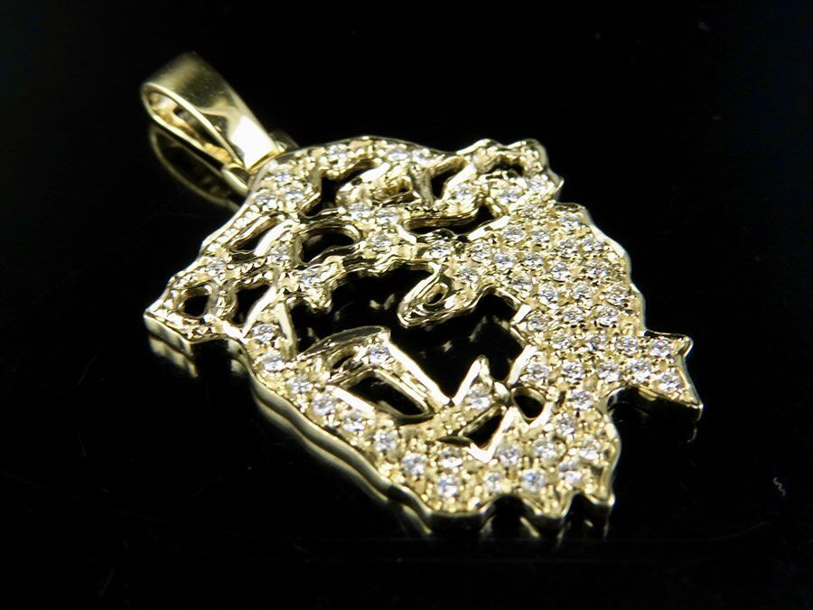 1.5 Inch Gold Lab Grown Diamond Jesus Cutout Pendant