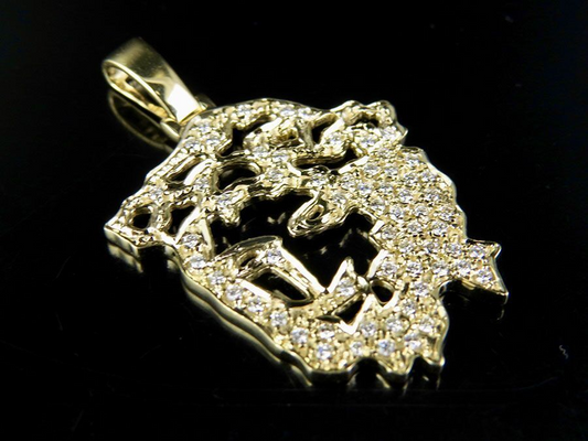 1.5 Inch Gold Lab Grown Diamond Jesus Cutout Pendant