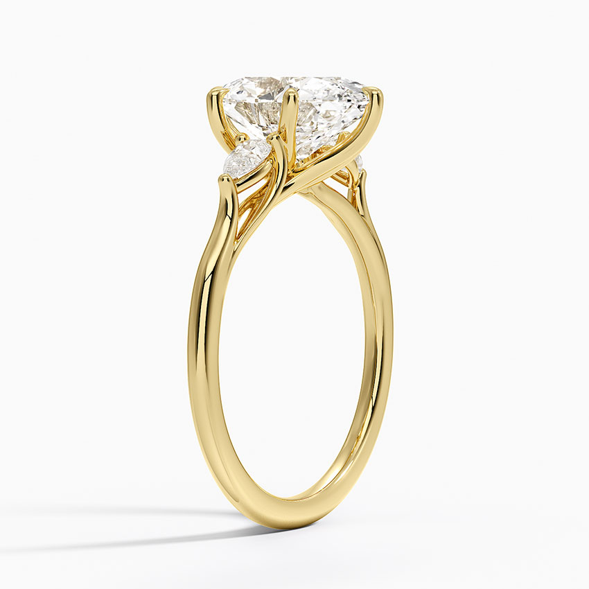2 1/2 CT Oval Cut Lab Grown Diamond Three Stone Engagement Ring
