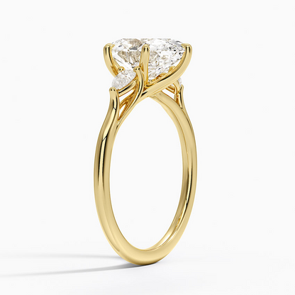 2 1/2 CT Oval Cut Lab Grown Diamond Three Stone Engagement Ring