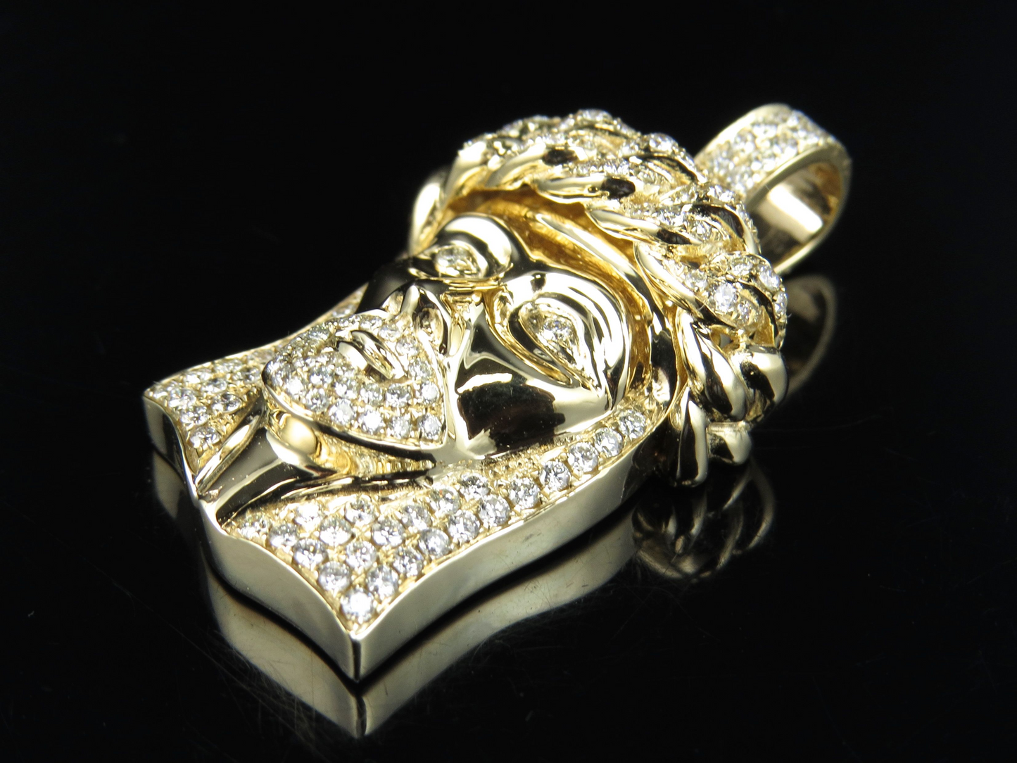 Jesus Crown Cuban Link Lab Grown Diamond Pendant