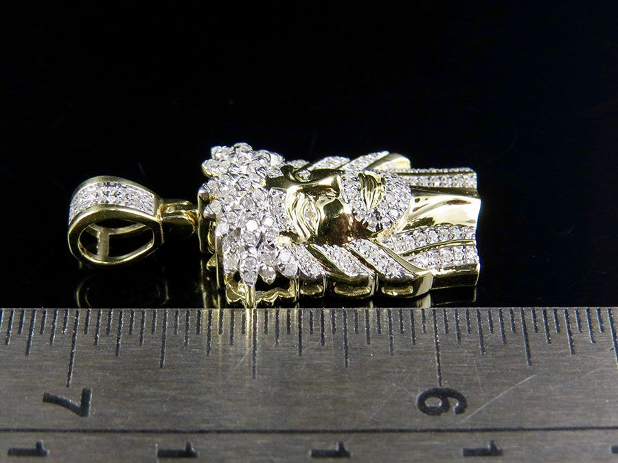 Yellow Gold Lab Grown Diamond Jesus Face Pendant