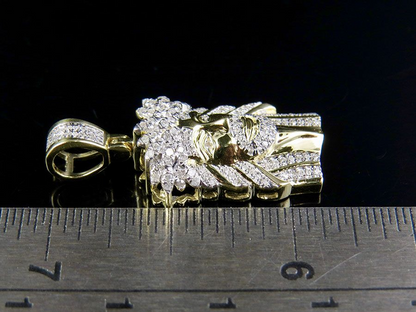 Yellow Gold Lab Grown Diamond Jesus Face Pendant