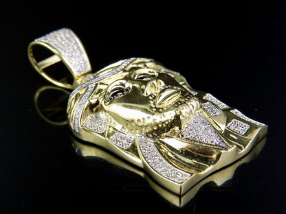 Lab Grown Diamond Jesus Face Yellow Gold Pendant