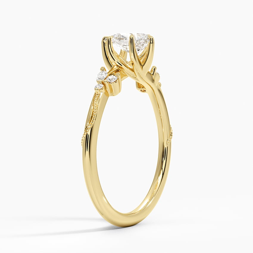1/2 CT Lab Grown Diamond 18K Yellow Gold Engagement Milgrain Ring