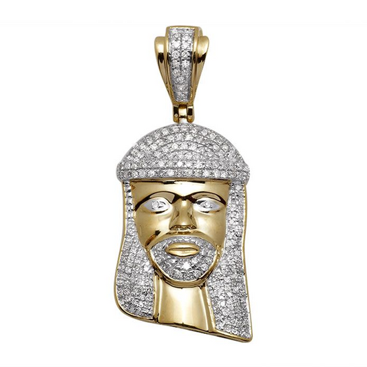 Jesus Face Lab Grown Diamond Gold Pendant