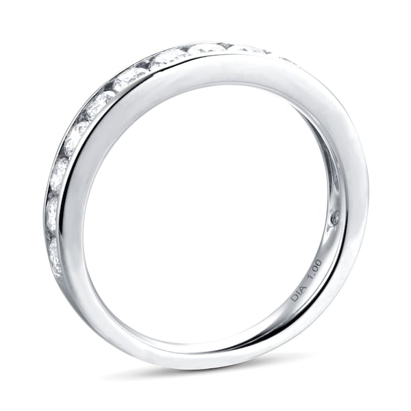 Channel Setting White Gold Lab Diamond Wedding Band