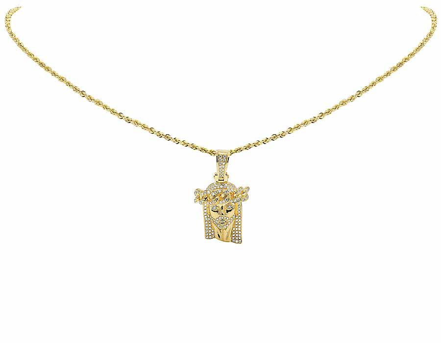 1.35 CTW Yellow Gold Lab Grown Diamond Jesus Pendant