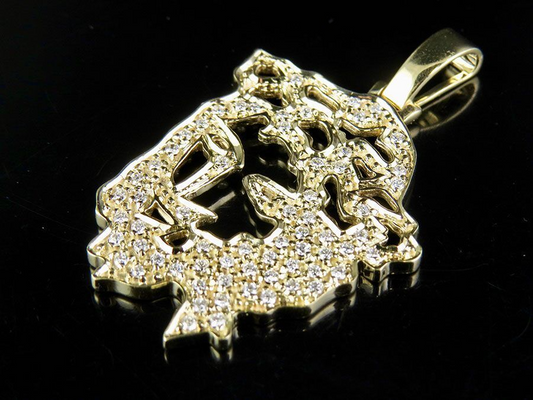 0.70 CTW Gold Jesus Cutout Lab Grown Diamond Pendant