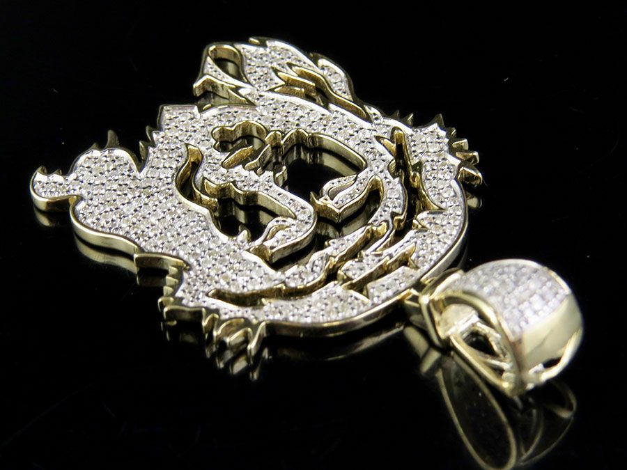 Yellow Gold Jesus Face Cutout Lab Grown Diamond Pendant