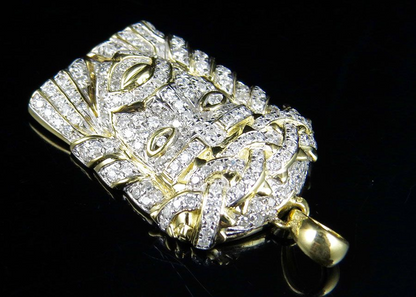 Yellow Gold Jesus Head Lab Grown Diamond Pendant