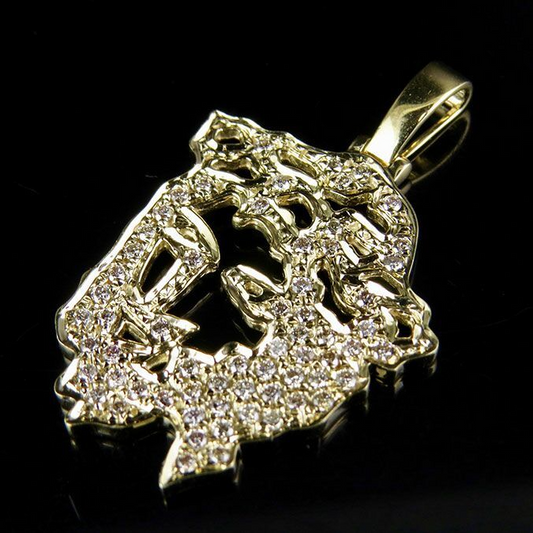 Jesus Face Cutout Lab Grown Diamond Gold Pendant