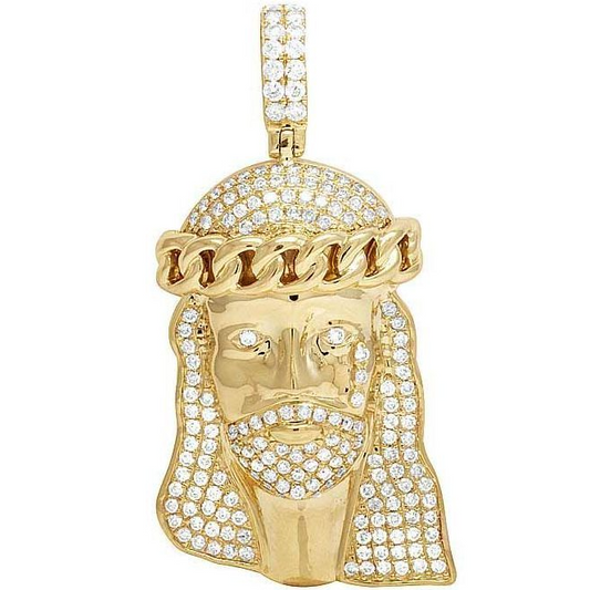 Yellow Gold Lab Grown Diamond Crying Jesus Pendant