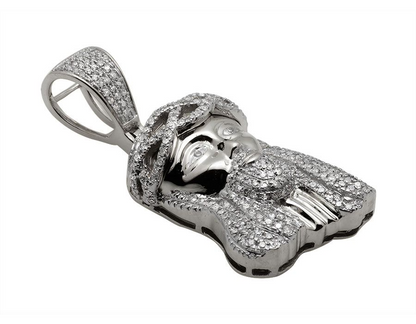 White Gold Jesus Face Lab Grown Diamond Pendant