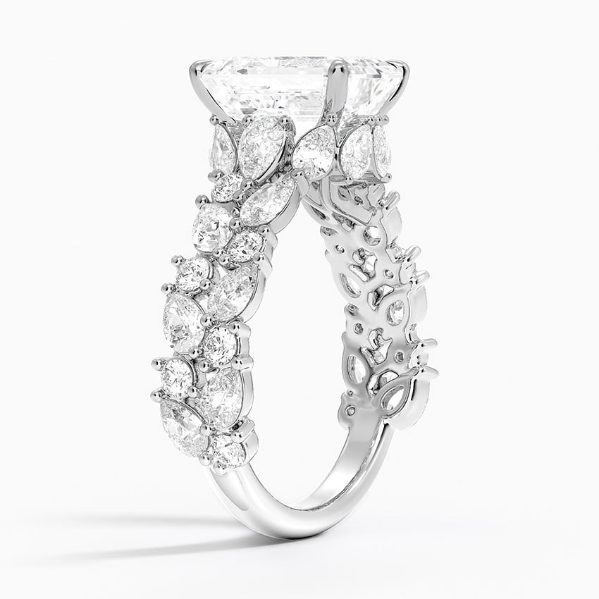 3 CT Lab Grown Diamond Emerald Cut Cluster Engagement Ring