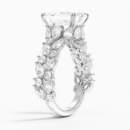 3 CT Lab Grown Diamond Emerald Cut Cluster Engagement Ring