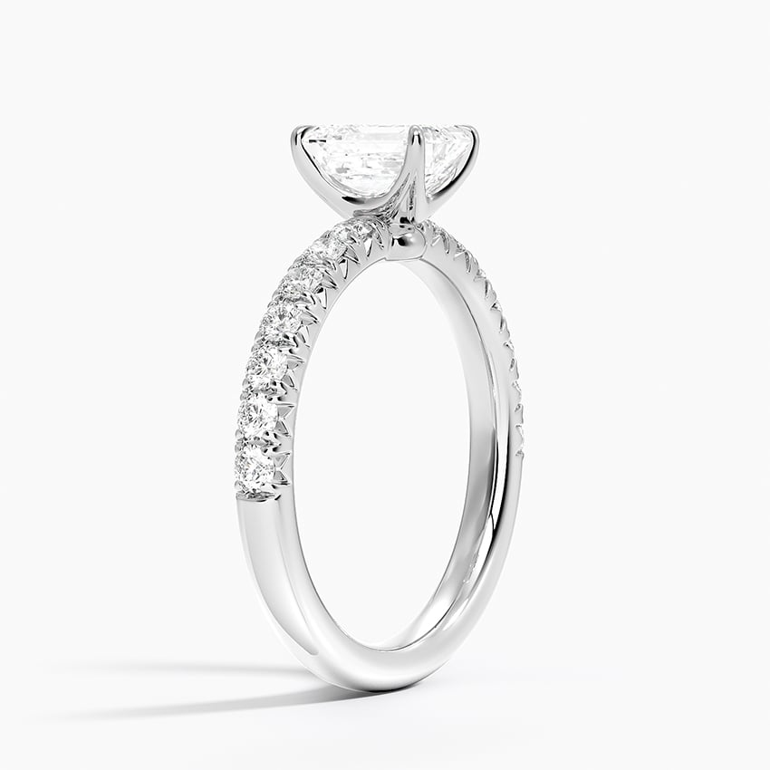 2 CT Lab Ground Diamond Half Eternity Emerald Ring