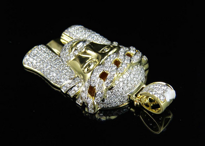 Cuban Link Jesus Crown Lab Grown Diamond Pendant