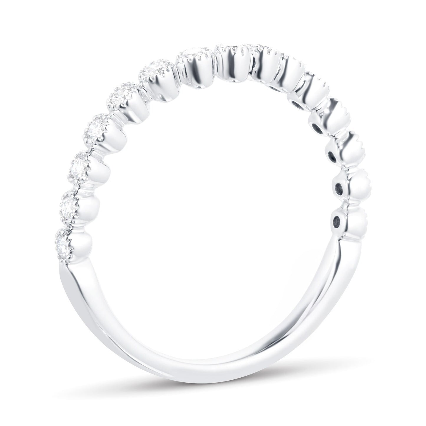 White Gold Lab Grown Diamond Bead Edge Wedding Band