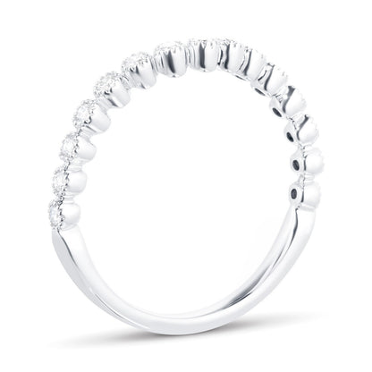 White Gold Lab Grown Diamond Bead Edge Wedding Band
