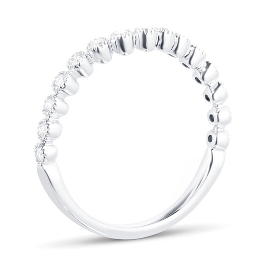 White Gold Lab Grown Diamond Bead Edge Wedding Band