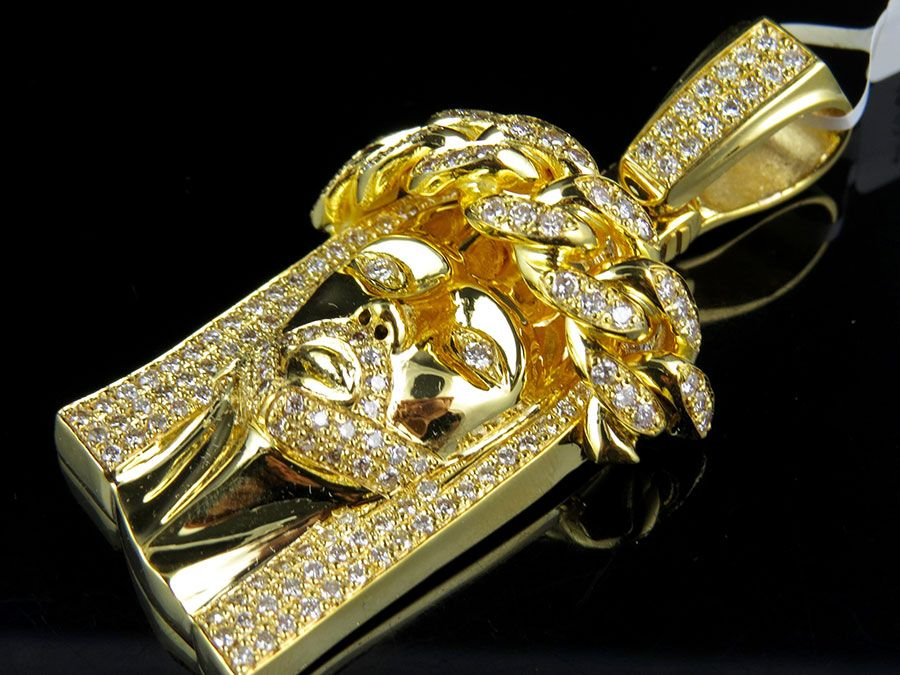 Jesus Lab Grown Gold Diamond Men's Pendant