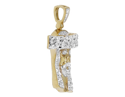 1.5 Inch Lab Grown Diamond Yellow Gold Jesus Pendant