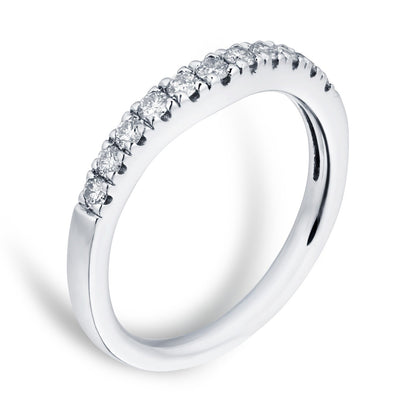 Curved Shape White Gold Lab Diamond Wedding Band