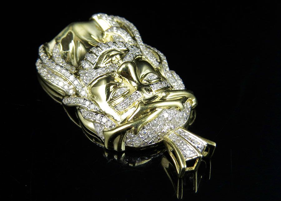 Lab Grown Diamond Yellow Gold Jesus Hip Hop Pendant