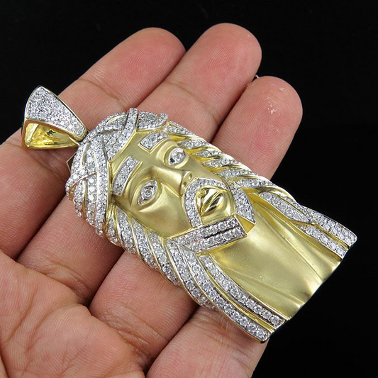 Jesus Matte Lab Grown Diamond Gold Pendant